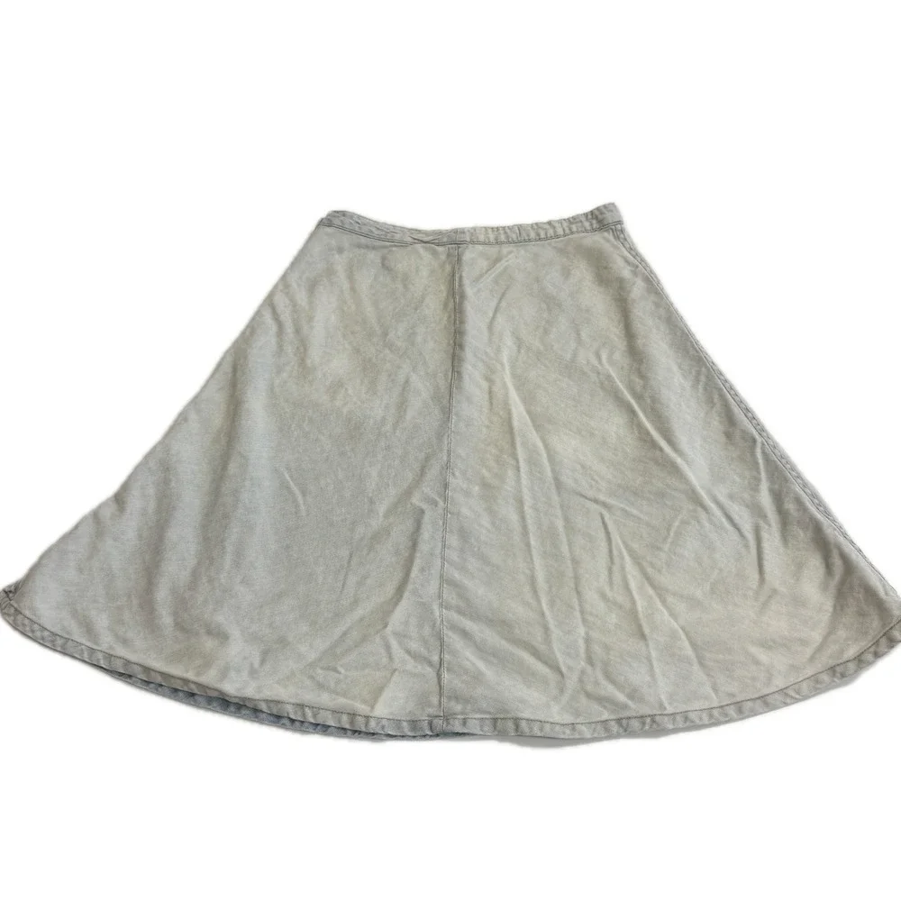 BLANKNYC Skirt Womens 29 Light Blue Flare Denim Linen Blend Button Front Midi - Picture 3 of 8
